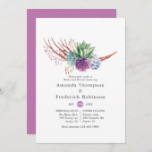 Aquarellsukkulente Hochzeiten Probe Abendessen Einladung (Vorne/Hinten)