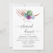 Aquarellsukkulente Hochzeiten Probe Abendessen Einladung (Vorderseite)