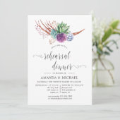 Aquarellsukkulente Hochzeiten Probe Abendessen Einladung (Stehend Vorderseite)