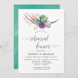 Aquarellsukkulente Hochzeiten Probe Abendessen Einladung