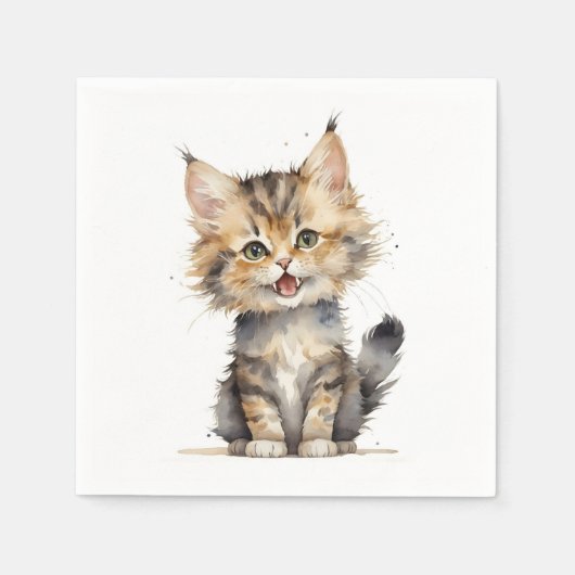 Aquarelltabby Kitten Serviette (Vorderseite)