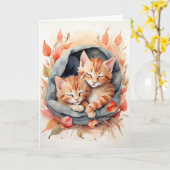 Aquarelltafel Kittens Schlafen Blume Leere Karte (Gelbe Blume)