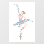 Aquarelltanzballerina in rotem Kleid Fensteraufkleber (Blatt)