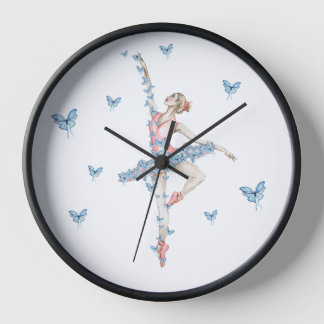 Aquarelltanzballerina in rotem Kleid Uhr