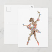 Aquarelltanzballerina mit Schmetterling Postkarte (Vorne/Hinten)