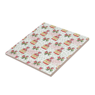 Aquarelltasche mit Süßigkeiten Fliese