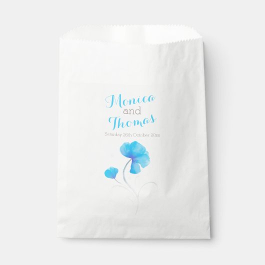 Aquarelltaschen Blume Blau-graue Gastgeschenk Hoch Geschenktütchen (Vorderseite)