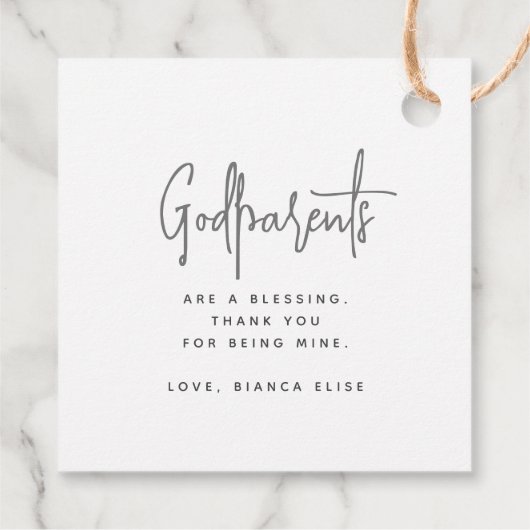 Aquarelltaufe Godeltern Einfache Moderne Geschenkanhänger (Rückseite)