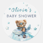 Aquarellteddy Bear Bear Bearly Wait Baby Dusche Runder Aufkleber (Vorderseite)