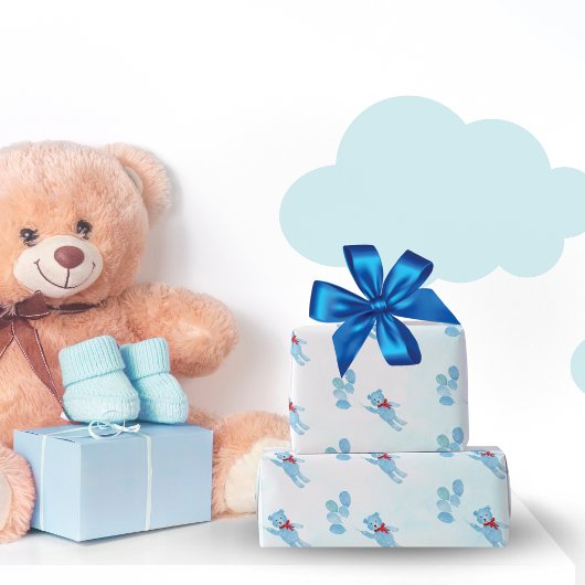 Aquarellteddybär mit Balloons Geschenkpapier