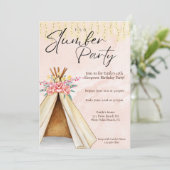 Aquarellteepe Zelt Schlummerglas Party Geburtstag Einladung (Stehend Vorderseite)