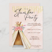 Aquarellteepe Zelt Schlummerglas Party Geburtstag Einladung (Vorne/Hinten)