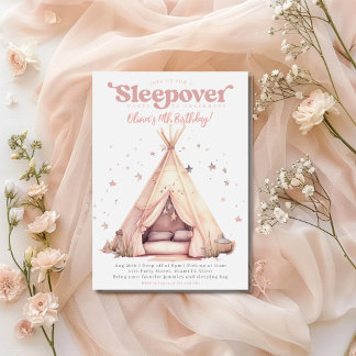 Aquarellteepe Zelt Sleepover Geburtstagsparty Einladung
