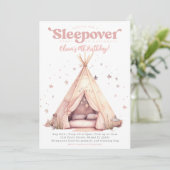 Aquarellteepe Zelt Sleepover Geburtstagsparty Einladung (Stehend Vorderseite)