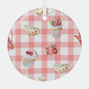 Aquarelltepots: Cupcakes Nahtloses Muster Ornament Aus Glas