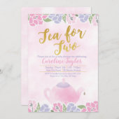 Aquarellteppich für zwei Babyduschen Rosa Gold Einladung (Vorne/Hinten)