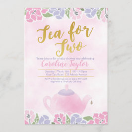 Aquarellteppich für zwei Babyduschen Rosa Gold Einladung