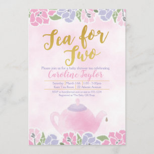 Aquarellteppich für zwei Babyduschen Rosa Gold Einladung