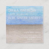Aquarelltext über Blue & Tan Sea Beach Thema Quadratische Visitenkarte (Rückseite)