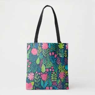 Aquarelltextur mit Blume und Pflanze. Floral Tasche