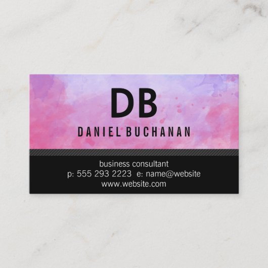 Aquarelltextur | Monogramm Visitenkarte (Vorderseite)