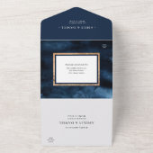 Aquarelltextur Moody Navy Blue Pink Hochzeit All In One Einladung (Außenbereich)