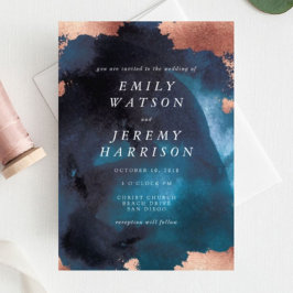 Aquarelltextur Moody Navy Einladung zur Hochzeit