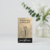 Aquarelltextur | Schwarze Tinte | Schere Visitenkarte (Stehend Vorderseite)