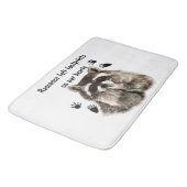 Aquarelltier mit niedlichem Sprichwort Raccos Badematte (Schrägansicht)