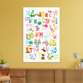 Aquarelltiere Alphabet Erziehungskunst Leinwanddruck (Insitu (Wohnzimmer))