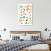 Aquarelltiere Alphabet Erziehungskunst Leinwanddruck (Insitu (Schlafzimmer))