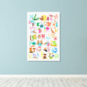 Aquarelltiere Alphabet Erziehungskunst Leinwanddruck (Insitu (Holzboden))