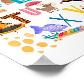 Aquarelltiere Alphabet Erziehungskunst Poster (Ecke)