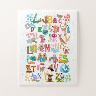 Aquarelltiere Alphabet Erziehungskunst Puzzle