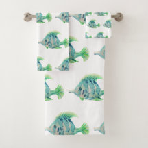 Aquarelltiere Art Blauer tropischer Fisch