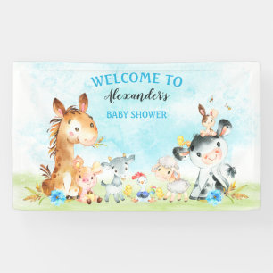 Aquarelltiere Boy Baby Dusche Banner