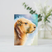 Aquarelltiere, Capybara, Postüberquerung Postkarte (Stehend Vorderseite)