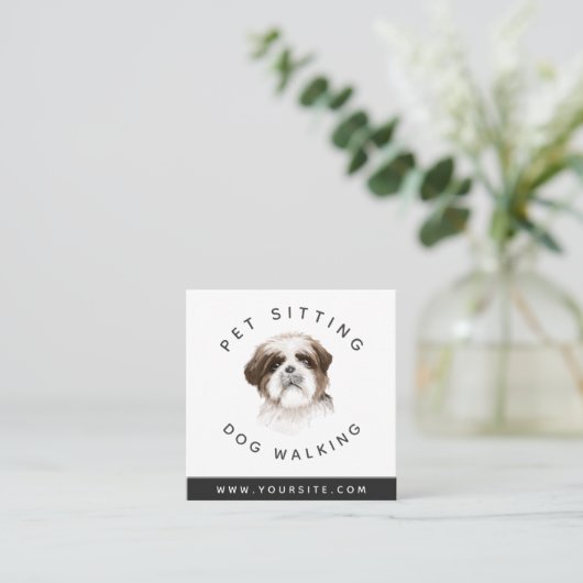 Aquarelltiere Haustiere Sitter Dogenwandler Tierpf Quadratische Visitenkarte (Stehend Vorderseite)