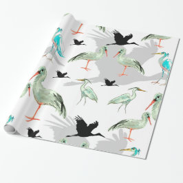 Aquarelltiere - Heron, Vögel, Blau, Egret Geschenkpapier