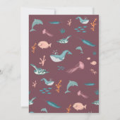 Aquarelltiere im Ozean Rosa Einladung (Rückseite)