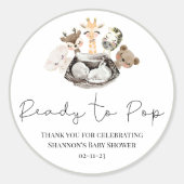 Aquarelltiere Imitate Moderne Gold Baby Dusche Runder Aufkleber (Vorderseite)