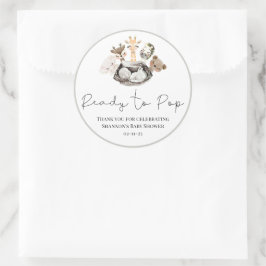 Aquarelltiere Imitate Moderne Gold Baby Dusche Runder Aufkleber