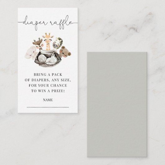 Aquarelltiere Imitate Modernes Gold-Windeln-Windel Begleitkarte (Vorne/Hinten)