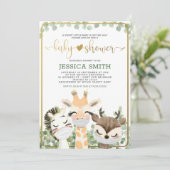 Aquarelltiere in Masken Kinderdusche Einladung (Stehend Vorderseite)