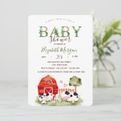 Aquarelltiere Kühe Hühner Kinderdusche Einladung (Stehend Vorderseite)