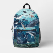 Aquarelltiere | Monogramm Bedruckter Rucksack (Vorderseite)