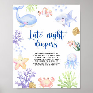Aquarelltiere - Späte Nachttaucher Poster