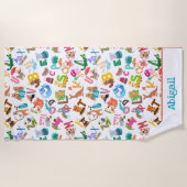 Aquarelltiere Tiere Adorable Kinder Strandtuch (Vorderseite)