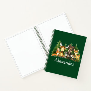 Aquarelltiere Tiere Bäume grün Zeichnend Notizblock