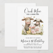 Aquarelltiere zum Geburtstag Einladung (Vorne/Hinten)